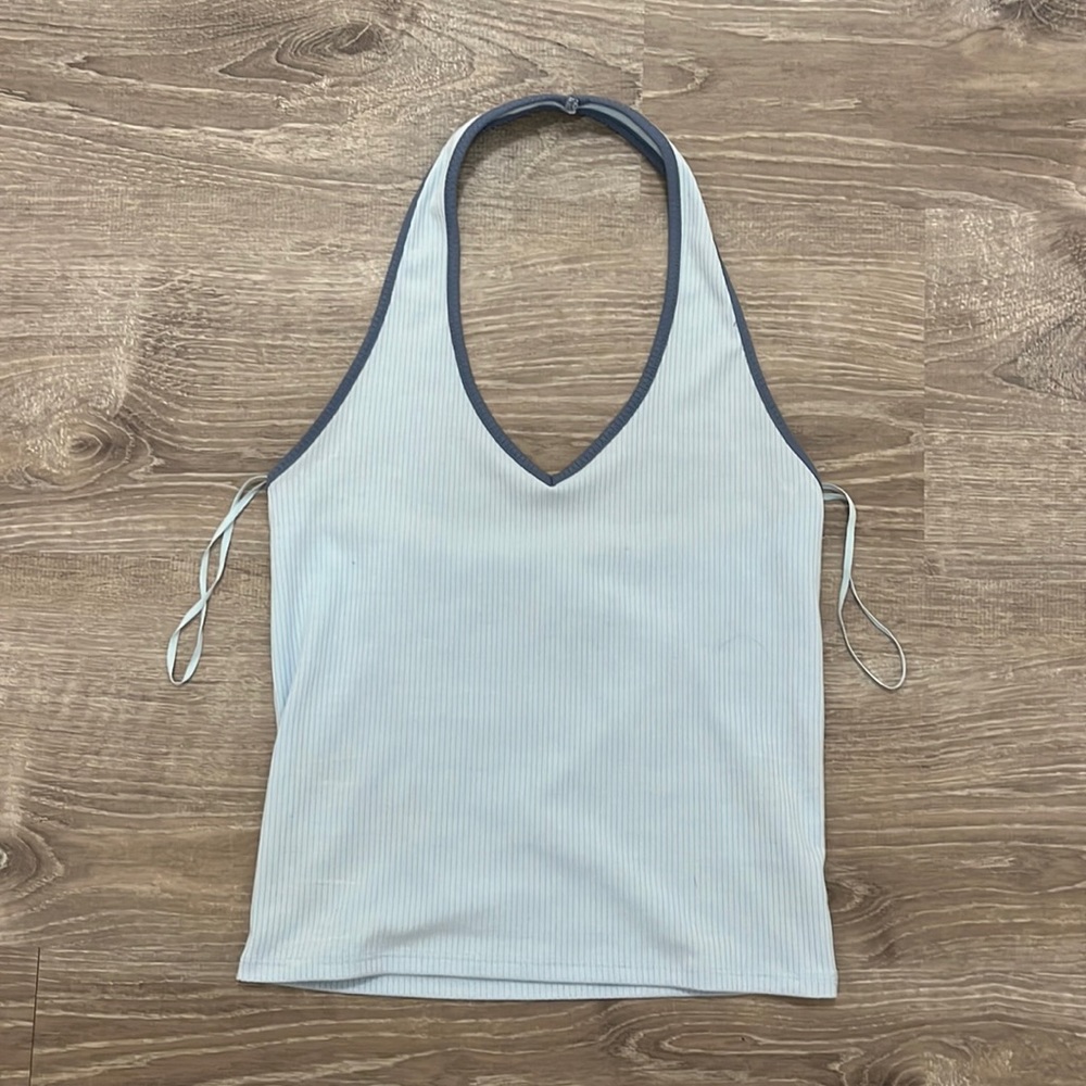 blue american eagle halter tank